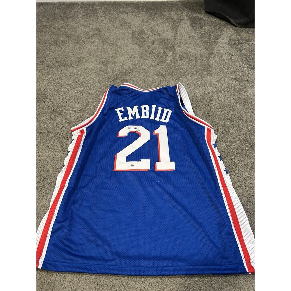 Joel Embiid Signed‎ Autographed Philadelphia 76ers Jersey w/ Hologram COA